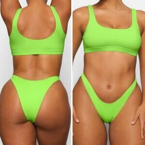 NWT Skims Recycled Swim Tank Bikini Top Neon‎ Green XXS